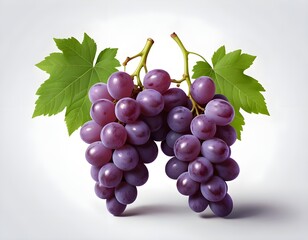 Two Bunches of Red Grapes with Leaves