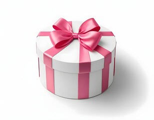 Obraz premium White Gift Box with Pink Ribbon