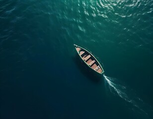 Fototapeta premium Lonely Boat on Turquoise Sea
