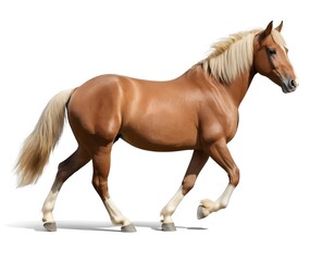 Naklejka premium Chestnut Horse Running, Isolated on White