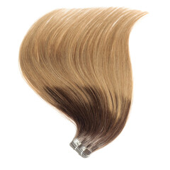 Fototapeta premium tape in straight brown to blonde ombre human hair extensions