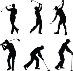 Golf game action silhouette illustration