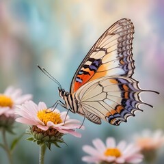 Fototapeta premium Butterfly on Pink Flower