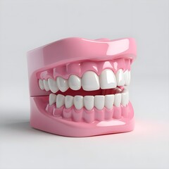 Obraz premium Pink Dental Model with Healthy Teeth
