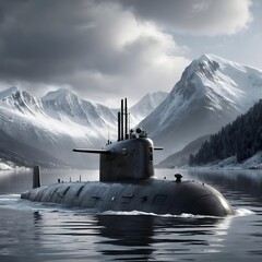 Submarine in a Fjord