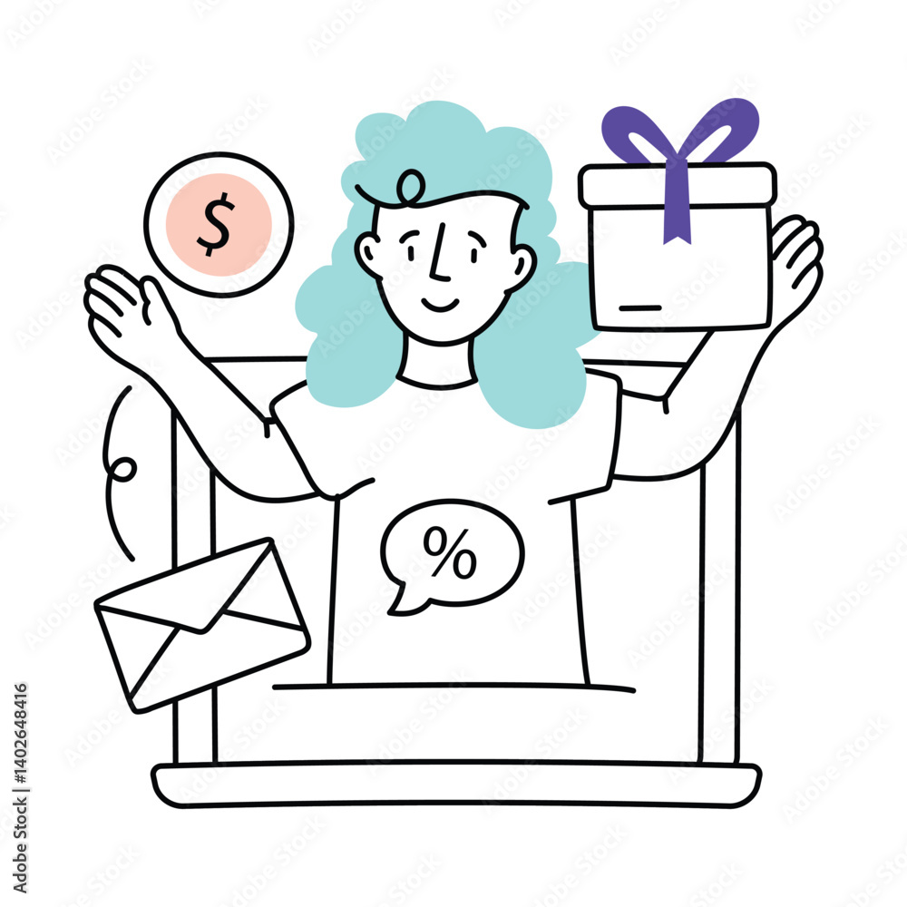 Poster loyalty program vector colored minimal illustration. eps 10 file