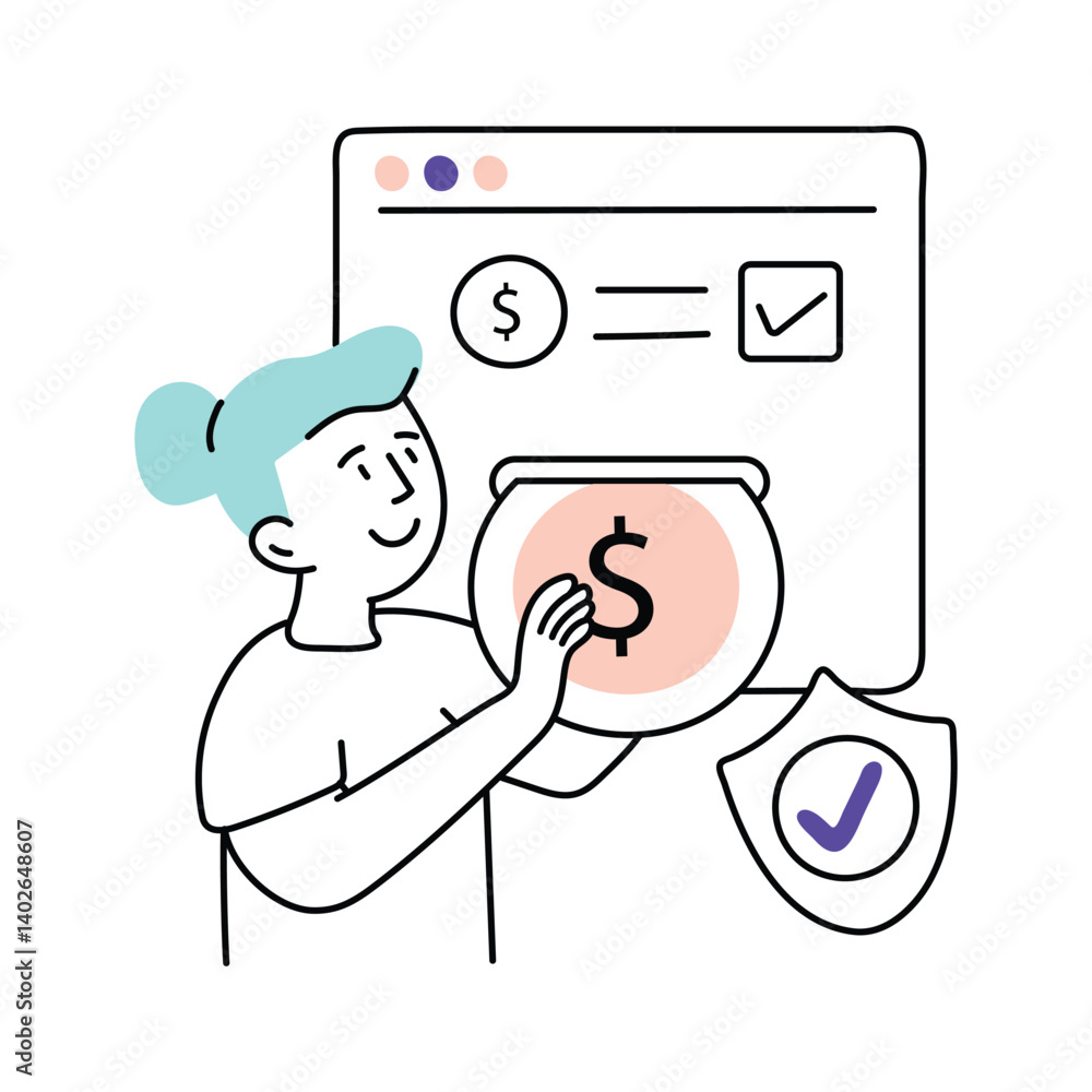 Poster secure payment vector colored minimal illustration. eps 10 file