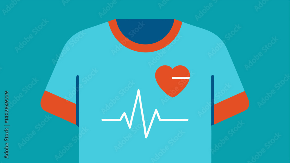 Poster tshirt with ecg monitor a simple depiction of a tshirt embedded with electrodes with a stylized ecg 