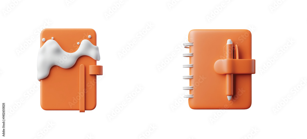 Poster Orange notebooks with unique designs showcasing creativity and functional elements