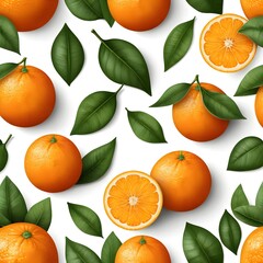 Fresh Oranges with Leaves Pattern