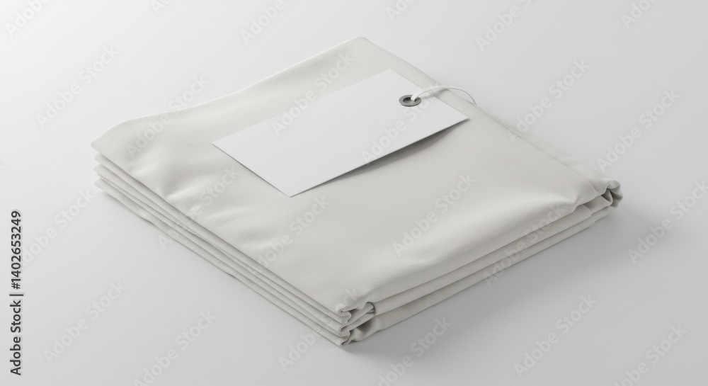 Poster folded fabric stack with blank tag clean minimalist design