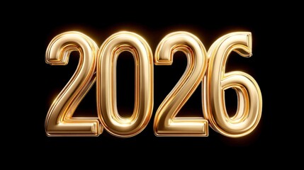 Glowing Golden 2026 New Year Numbers


