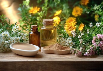 Natural Cosmetic Ingredients Still Life Art Nouveau