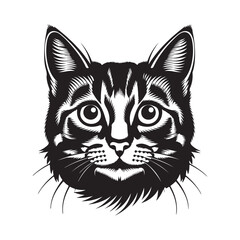 Black Cat Face Illustration – Bold & Stylized Feline Art.
