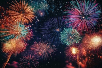 Fireworks Celebration in Midnight Sky