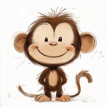 Sketch of cartoon baby monkey