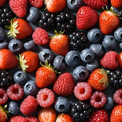 Obraz premium Summer Berry Mix Strawberries, Raspberries, Blackberries, and Blueberries
