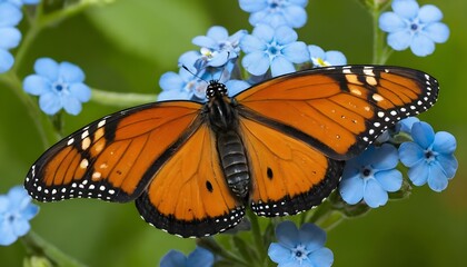 Obraz premium Monarch Butterfly on Forget-Me-Nots