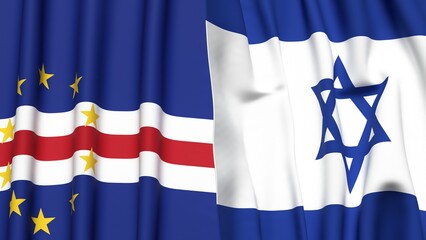 Flags of CAPE VERDE and Israel with realistic cloth texture