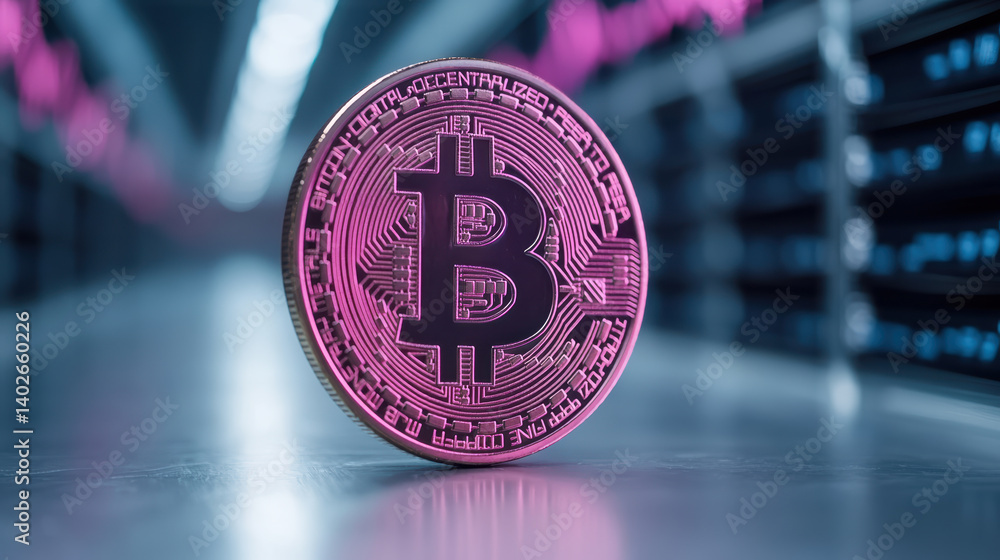 Poster digital currency coin with intricate design