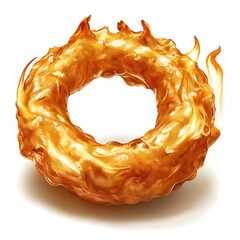 Fototapeta premium A golden crispy onion ring with a light batter coating, thick sweet onion interior, and slightly curled shape