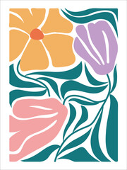 Bold and Groovy Retro Floral Illustration in Vector Format for Sublimation Projects

