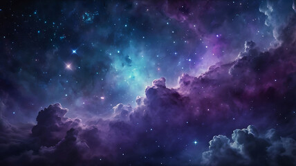 Fototapeta premium Majestic Starry Night Sky with Nebula Clouds