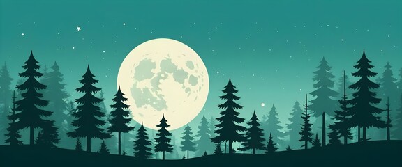 Moonlit Forest Silhouette