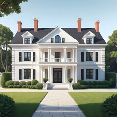 Grand White Mansion Exterior