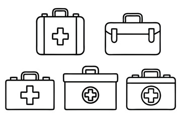 first aid kit line art drawing for medical use