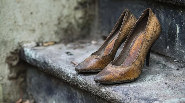 Heels resting on rough outdoor steps with dry flaking skin surface