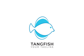 Colorful tang fish logo design, abstract tang fish logo vector illustration template