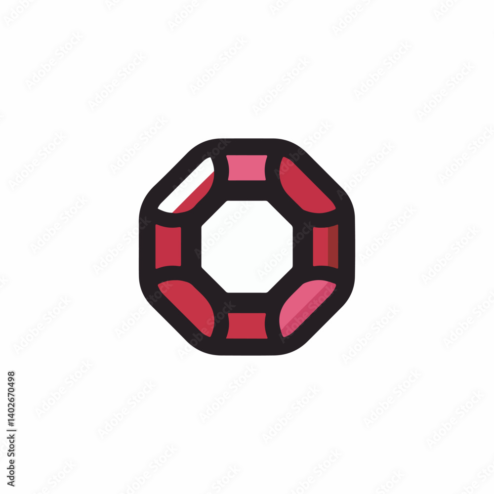 Poster octagon shape circles red structure design flat isolated