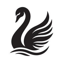 swan vector silhouette clip art logo illustration