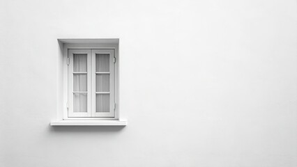 Minimalist White Window, Tilt-Shift Photography, Clean Background, Space for Text, White Wall, Modern Design, Simple Interior, Architectural Photography, Copy Space