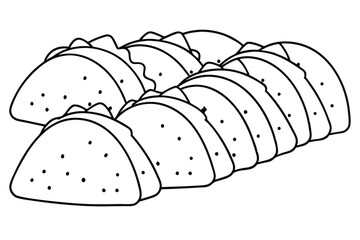 fish tacos line art showcasing vibrant seafood cuisine