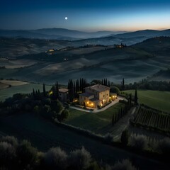 Fototapeta premium Tuscan Farmhouse at Night