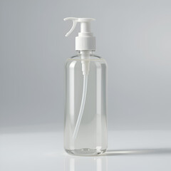 Clear plastic bottle with white pump dispenser