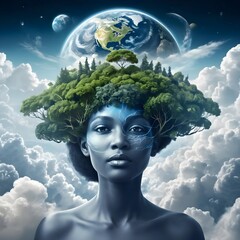 Woman with Tree Crown and Earth