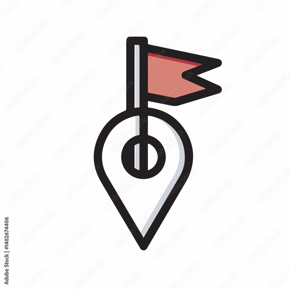 Poster map marker indicates location in simple graphic depiction