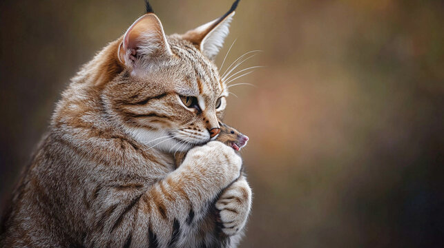 Porrait of Cat Holding Mouse at Park