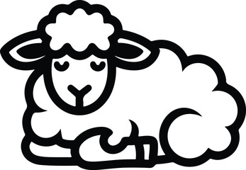 Minimal Sheep Outline Silhouette Vector Simple Line Drawing Sheep Silhouette