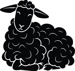 Minimal Sheep Outline Silhouette Vector Simple Line Drawing Sheep Silhouette