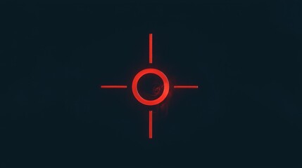 A red crosshair on a dark background.
