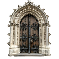 Fototapeta premium Gothic door isolated on transparent background