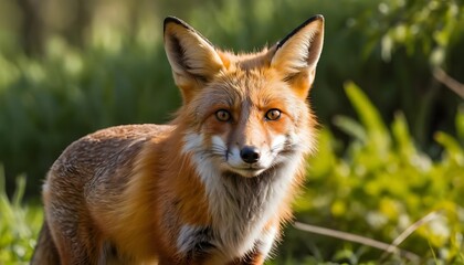 Fototapeta premium Red Fox in Green Forest