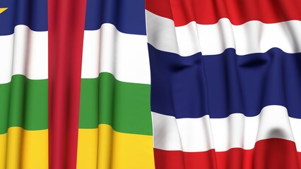 Flags of Central African Republic and THAILAND with realistic cloth texture