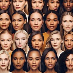 Obraz premium Diverse Group of Women Faces
