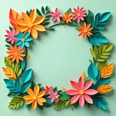 Obraz premium Colorful Paper Flowers Wreath Frame
