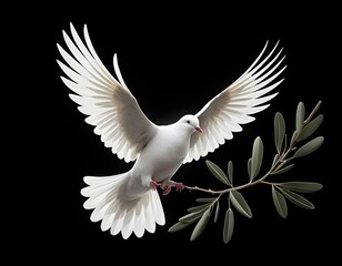 White Dove of Peace with Olive Branch